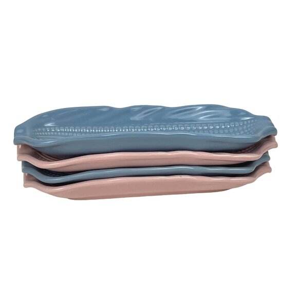 Vintage WCL China Ceramicware Corn on the Cob Plates Set of 4 Pink Blue - Picture 5 of 8